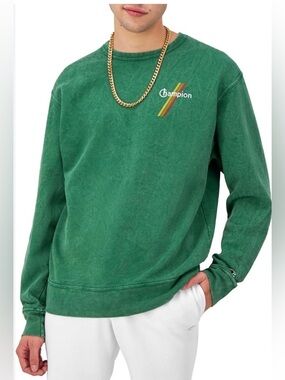 Champion Mineral Dye Long Sleeve Crewneck Sweatshirt Large Mid weight Green